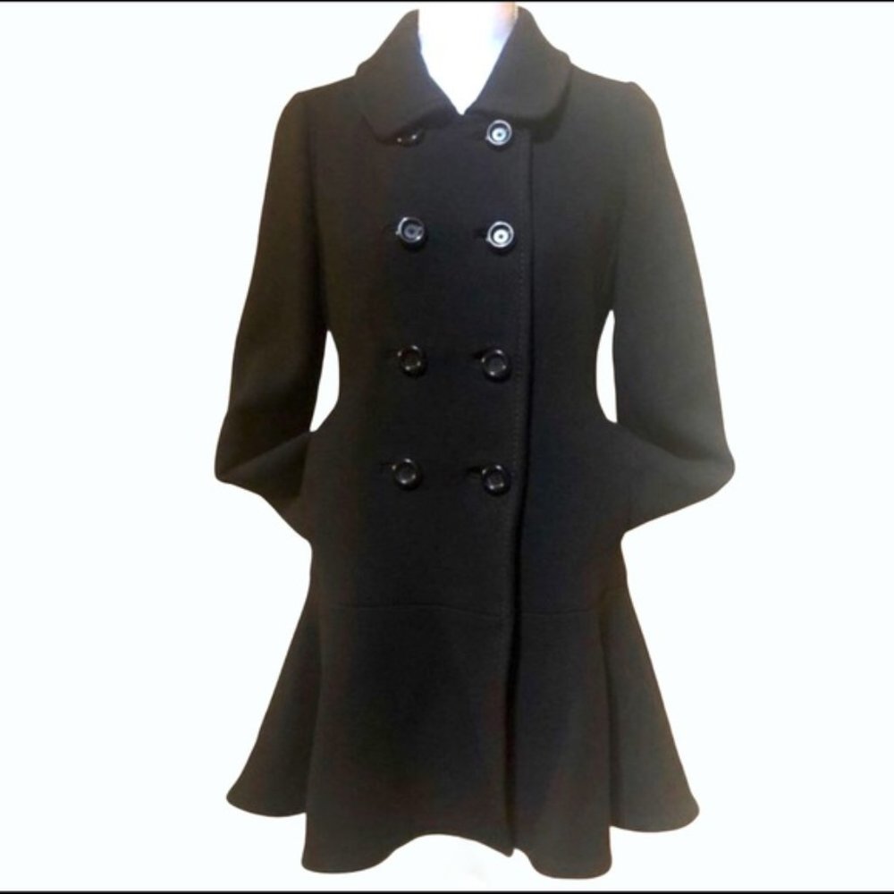 Kate Spade Hope Black Peacoat feat. Flared Hem